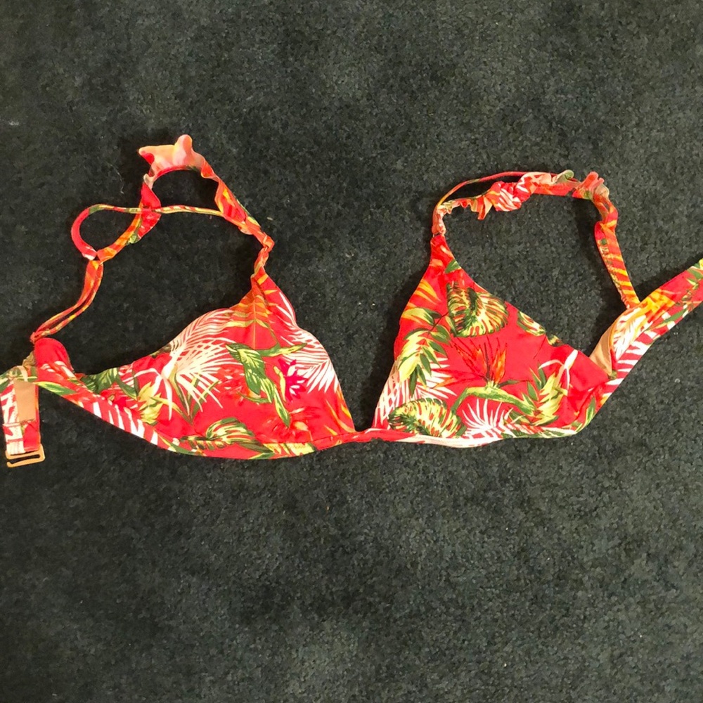 Dolce Vita tropical ruffle strap bikini top